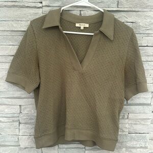 Madewell Collared Pointelle Sweater Tee Short Sleeve Size Medium